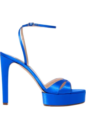 Casadei Femme, Chaussures, Bleu, Taille: 38 1/2 EU Sandales à Plateforme en Satin Bleu Flora Raso