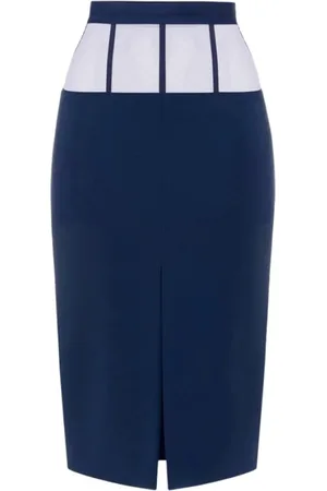 Elisabetta Franchi Femme, Jupes, Bleu, Taille: 38 FR Jupe en Crêpe Stretch avec Péplum en Tulle