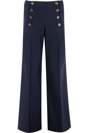 Etro Femme, Pantalons, Bleu, Taille: 40 FR Pantalon Palazzo Jambes Larges Style Palace