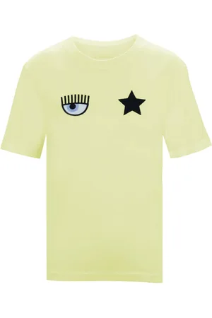 Chiara Ferragni Femme, Tops, Jaune, Taille: 40 FR T-shirt Œil et Étoile Brodés