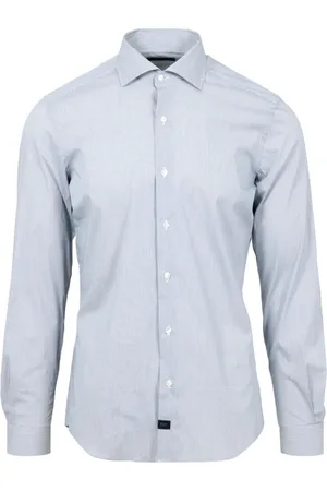 FAY Homme, Chemises, Blanc, Taille: 2XL Chemise à Manches Longues en Coton Bleu