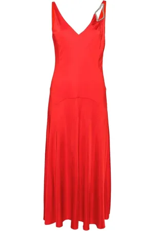 Lanvin Femme, Robes, Rouge, Taille: 38 FR Robe Midi Trapèze Sans Manches