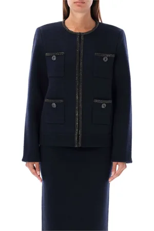 Self-Portrait Femme, Pulls, Bleu, Taille: 40 FR Cardigan bleu marine orné de bijoux