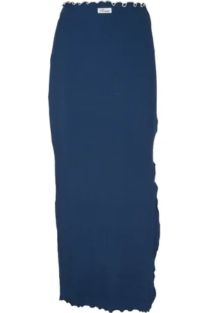 ROTATE Femme, Jupes, Bleu, Taille: 40 FR Jupe Midi Côtelée Bleue