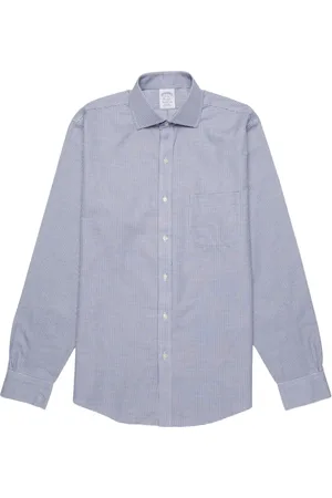 Brooks Brothers Homme, Chemises, Bleu, Taille: 4XL Chemise habillée à col italien infroissable