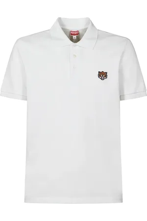 Kenzo Homme, Tops, Blanc, Taille: L Polo Beige avec Broderie Happy Tiger