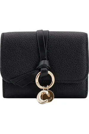 Chloé Femme, Accessoires, Noir, Taille: ONE Size Portefeuille en cuir avec monogramme métal