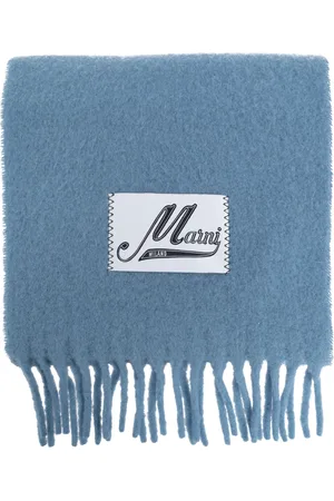 Marni Femme, Accessoires, Bleu, Taille: ONE Size Écharpe avec Logo Appliqué