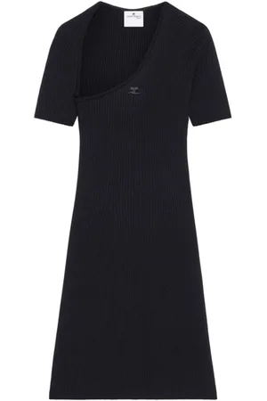 Courrèges Femme, Robes, Noir, Taille: 40 FR Robe Logo en Maille Côtelée