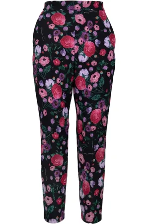 Elisabetta Franchi Femme, Pantalons, Multicolore, Taille: 40 FR Pantalon à Fermeture Éclair et Motifs Floraux