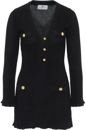 Elisabetta Franchi Femme, Pulls, Noir, Taille: 38 FR Robe Tricotée Noire