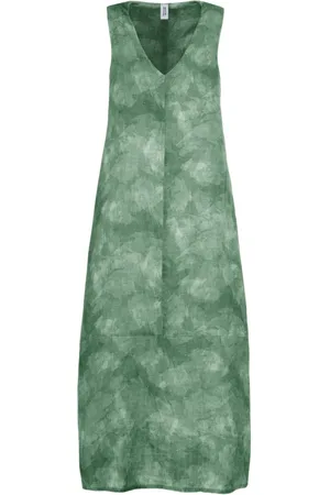 Bomboogie Femme, Robes, Vert, Taille: 38 FR Robe Longue en Lin