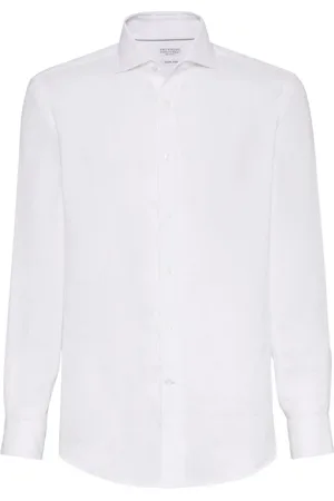 Brunello Cucinelli Homme, Chemises, Blanc, Taille: 2XL Chemise Blanche Boutonnée Manches Longues
