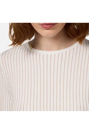 Elisabetta Franchi Femme, Tops, , Taille: 40 FR Pull à Manches Longues en Maille Lurex Côtes