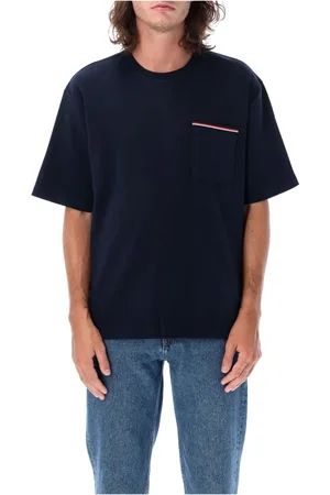 Thom Browne Homme, Tops, Bleu, Taille: M T-shirt oversize à poche
