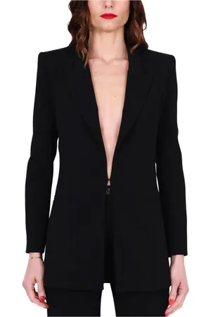 Elisabetta Franchi Femme, Vestes, Noir, Taille: 38 FR Ensemble Élégant Veste Longue et Pantalon Palazzo
