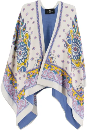 Etro Femme, Vestes, Multicolore, Taille: ONE Size Cape en mélange de laine à jacquard floral