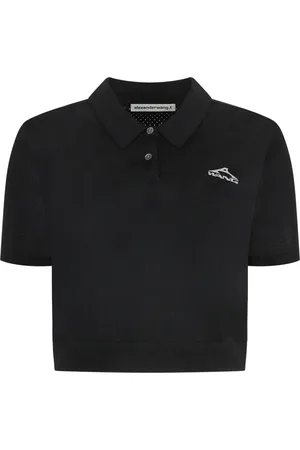 Alexander Wang Femme, Tops, Noir, Taille: 40 FR Polo côtelé en tissu technique