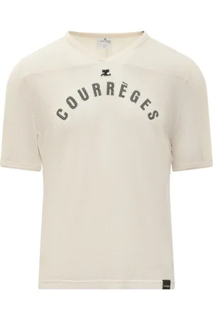 Courrèges Homme, Tops, , Taille: L T-Shirt en Maille Imprimé Baseball