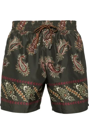 Etro Homme, Maillots de bain, Vert, Taille: S Swimboxer Kaki Imprimé Roma