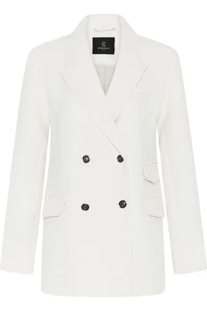 Bruuns Bazaar Femme, Vestes, Blanc, Taille: 40 FR Blazer Blanc Neige à Poches à Rabat