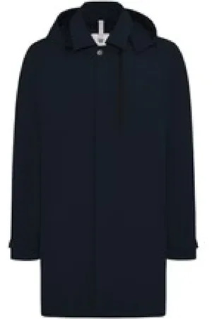 Duno Homme, Manteaux, Bleu, Taille: S Trench Coat Bi-Stretch avec Capuche Amovible