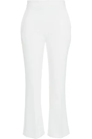 Elisabetta Franchi Femme, Pantalons, Blanc, Taille: 44 FR Pantalon Crêpe Court avec Détails Dorés