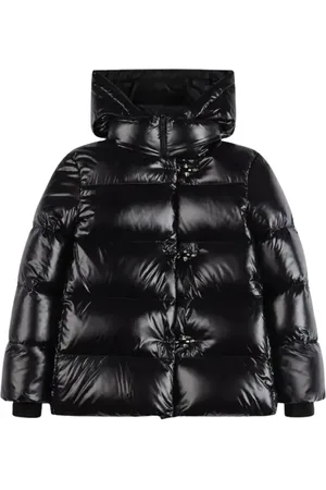 FAY Femme, Vestes, Noir, Taille: 40 FR Doudoune à Capuche avec Surpiqûres Rayées