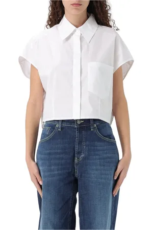 Dondup Femme, Blouses et Chemises, Blanc, Taille: 34 FR Chemise Décontractée en Coton pour Homme