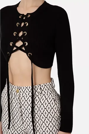 Elisabetta Franchi Femme, Pulls, Noir, Taille: 40 FR Micro Cardigan