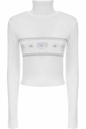 Chiara Ferragni Femme, Pulls, Blanc, Taille: 40 FR Pull à col roulé