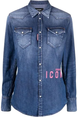 Dsquared2 Femme, Blouses et Chemises, Bleu, Taille: 36 FR Chemise Élégante