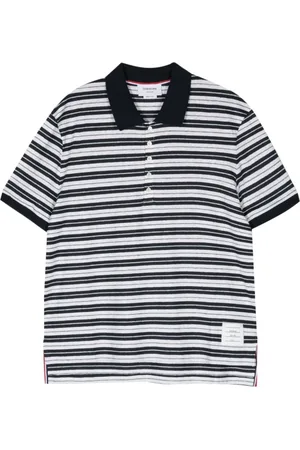 Thom Browne Homme, Tops, Bleu, Taille: S Polo Bleu avec Patch Logo