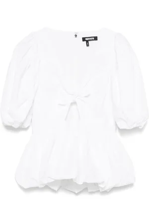 ROTATE Femme, Blouses et Chemises, Blanc, Taille: 40 FR Chemise Blanche à Manches Bouffantes et Col en V