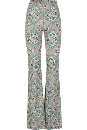 Etro Femme, Pantalons, Multicolore, Taille: 36 FR Pantalon Évasé à Médaillons Floraux