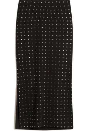Sportmax Femme, Jupes, Noir, Taille: 36 FR Jupe noire à strass avec fentes latérales