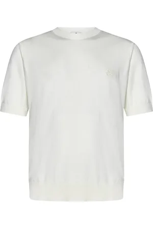 Etro Homme, Tops, Blanc, Taille: S Pull Blanc Léger avec Monogramme et Design Élégant