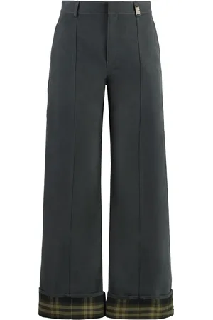 Burberry Femme, Pantalons, Gris, Taille: 36 FR Pantalon Large en Mélange de Coton à Revers