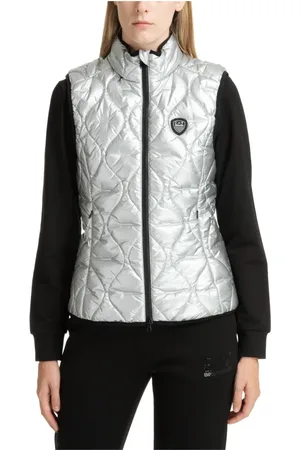 EA7 Femme, Vestes, Gris, Taille: 38 FR Veste Zippée Simple avec Capuche Rétractable