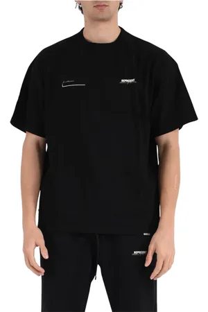 Represent Homme, Tops, Noir, Taille: XL T-shirt en Jersey de Coton avec Col Côtelé