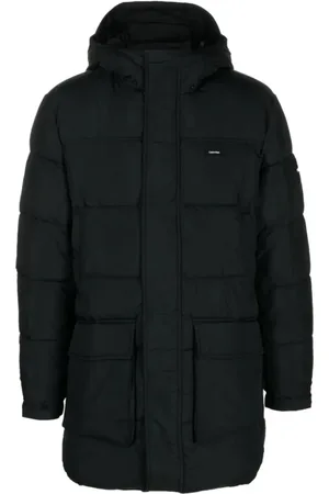 Calvin Klein Homme, Vestes, Noir, Taille: L Doudoune Longue en Nylon Froissé