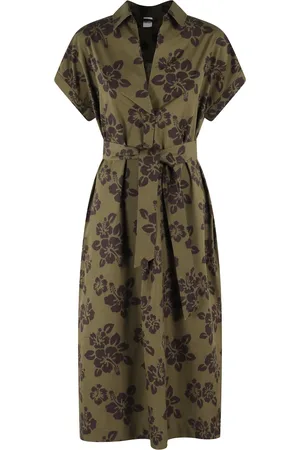 Aspesi Femme, Robes, Vert, Taille: 38 FR Robe Midi Imprimée Florale Vert Militaire