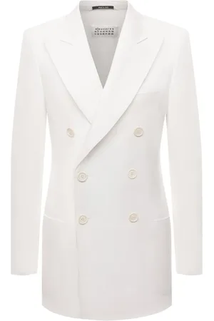 Maison Margiela Femme, Vestes, Blanc, Taille: 38 FR Blazer en coton à double boutonnage