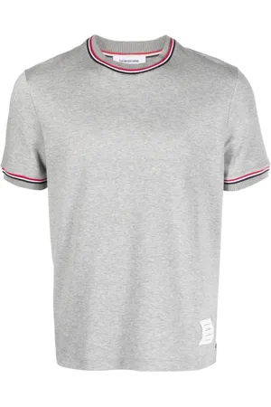 Thom Browne Homme, Tops, Gris, Taille: L T-shirt à logo et rayures