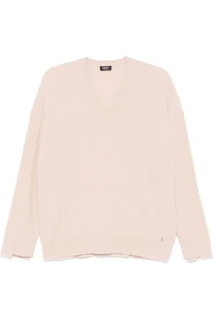 Liu Jo Femme, Pulls, Rose, Taille: 38 FR Pull en maille côtelée à col en V