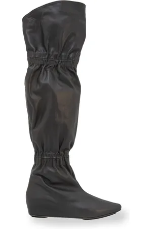 Cortana Femme, Chaussures, Vert, Taille: 37 EU Botte en cuir au-dessus du genou avec compensée