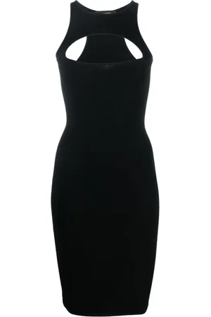Dsquared2 Femme, Robes, Noir, Taille: 38 FR Robe Midi en Maille avec Découpes