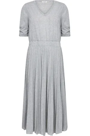 Cream Femme, Robes, Gris, Taille: 40 FR Robe Plissée Gris Clair Melange
