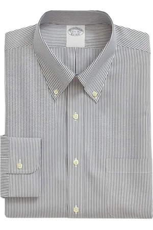 Brooks Brothers Homme, Chemises, Bleu, Taille: M Chemise habillée bleu marine coupe classique en popeline Oxford Supima extensible infroissable avec col boutonné