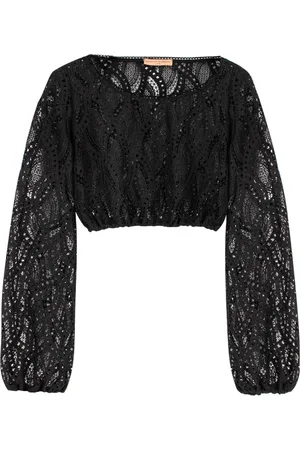ERMANNO SCERVINO Femme, Blouses et Chemises, Noir, Taille: 36 FR Haut en dentelle à col rond